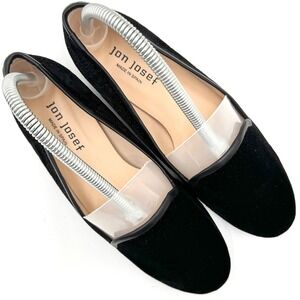 Jon Josef Loafers Womens 7.5 Black Velvet Embossed Floral Smoking Slipper Spain